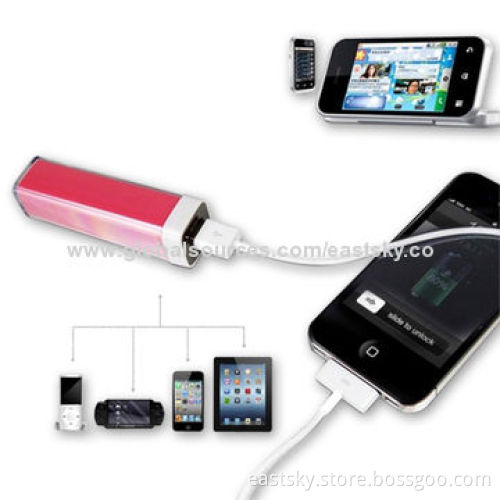 2600mAh Lipstick Power Bank with Intelligent MCU Controller, Stylish and Portable